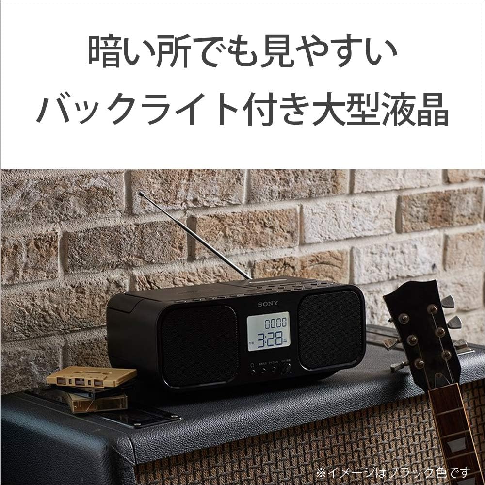 CDラジオカセットレコーダー(ワイドFM、カラオケ機能搭載、ブラック)