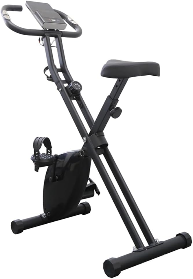 家庭用フィットネスバイク 折りたたみ 静音 16段階負荷 タブレットトレー付 耐荷重120kg