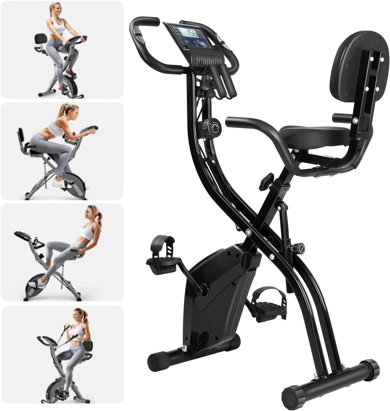 家庭用静音スピンバイク 折りたたみ式 マグネット抵抗調節 電子ディスプレイ付き