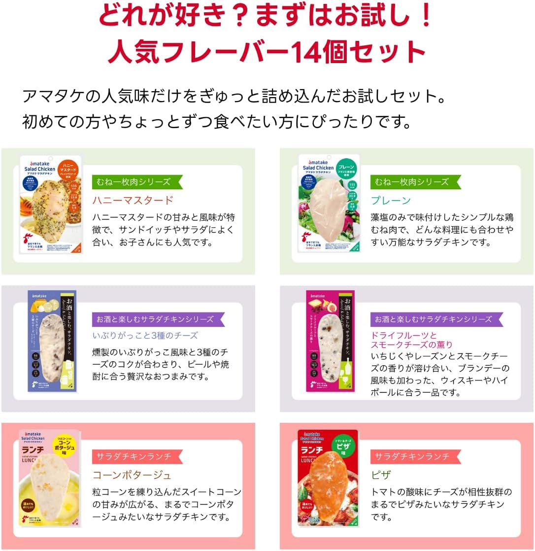 国産赤鶏の無添加サラダチキン6種14個セット【ダイエット・高たんぱく】