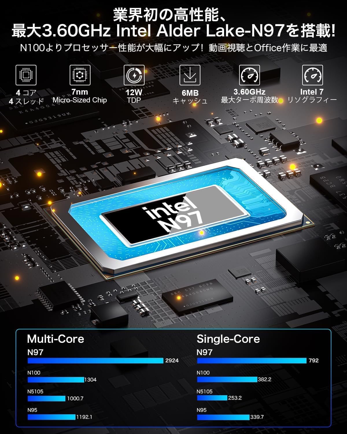 第12世代ミニPC NucBox G5 Windows 11 Pro 4コア 12GB+256GB SSD 4K対応【業務用・超軽量164g】