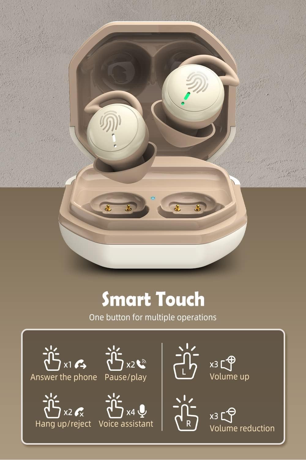 睡眠用ワイヤレスイヤホン 超小型2.3g Bluetooth5.3 IPX5防水 肌色