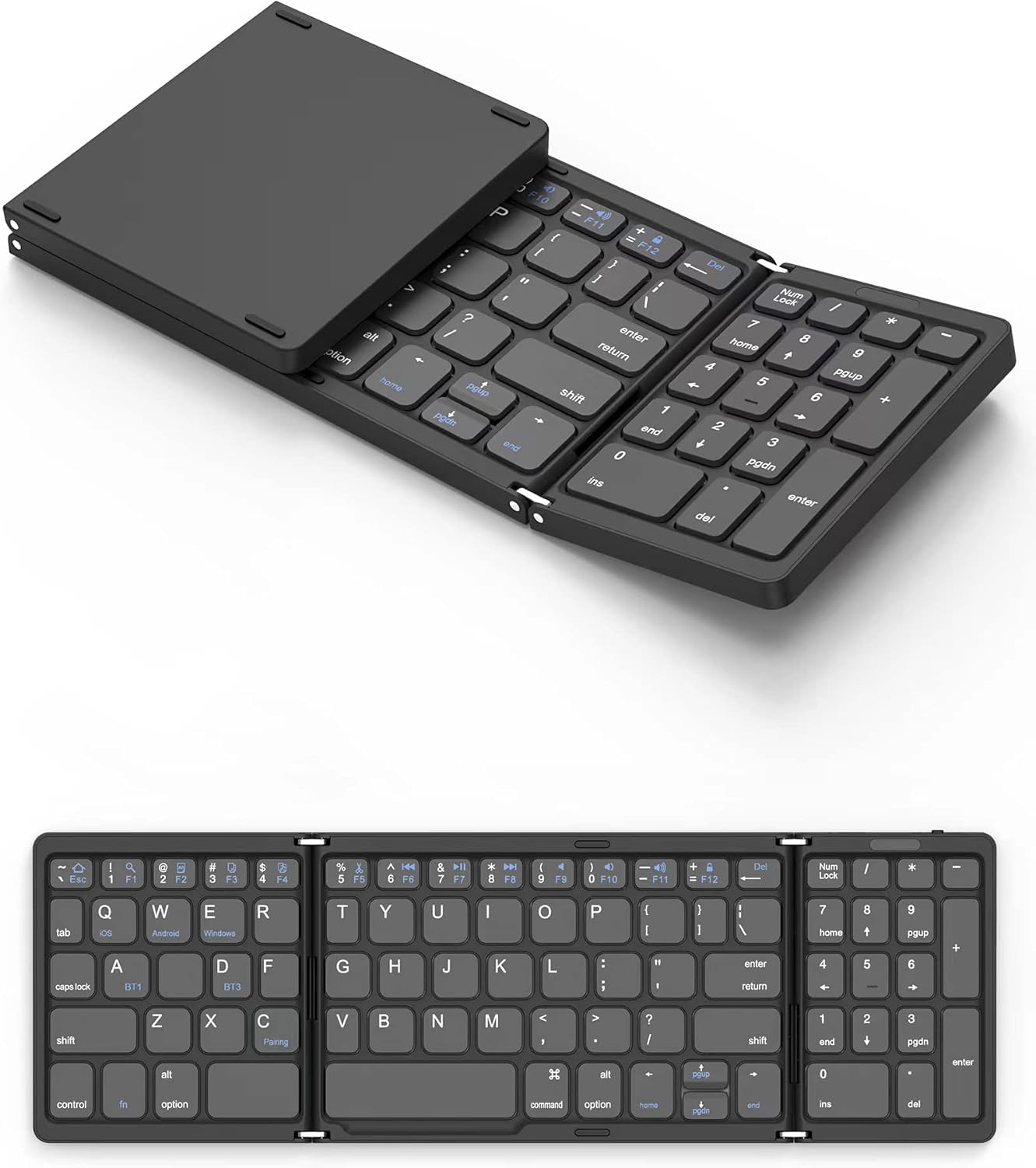 折りたたみ式ワイヤレスキーボード iPad用 Bluetoothテンキー付き コンパクト スマホ/タブレット/PC対応