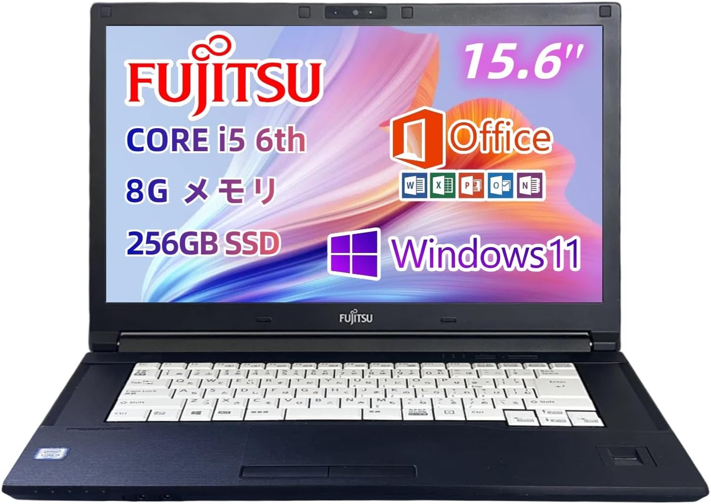 富士通 A577 15.6型 第7世代 Core i5 ノートパソコン Windows 11 / Office 2019 搭載 (メモリ8GB SSD256G)