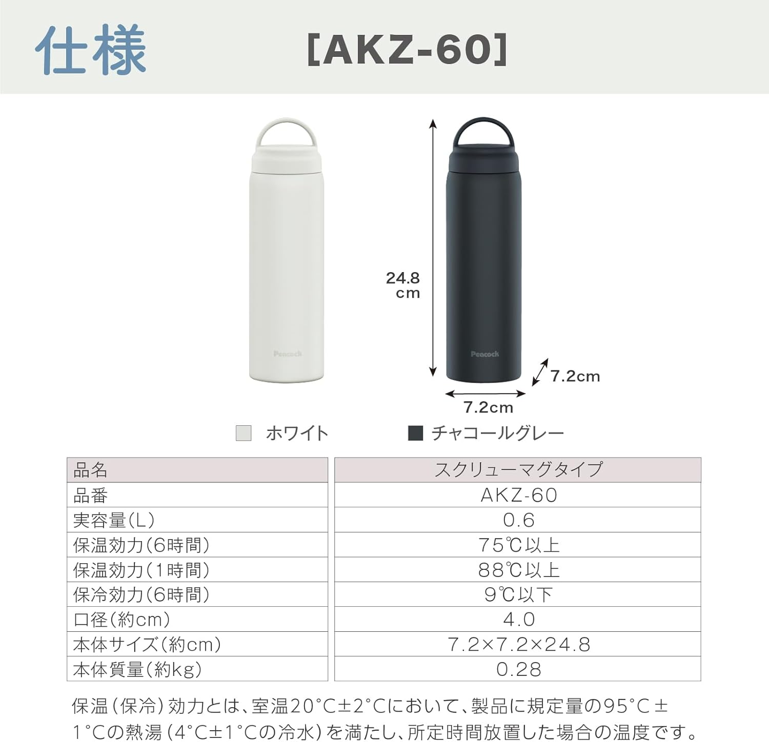 チャコールグレー 600ml スクリューマグボトル - 保温・保冷・真空断熱・取っ手付き