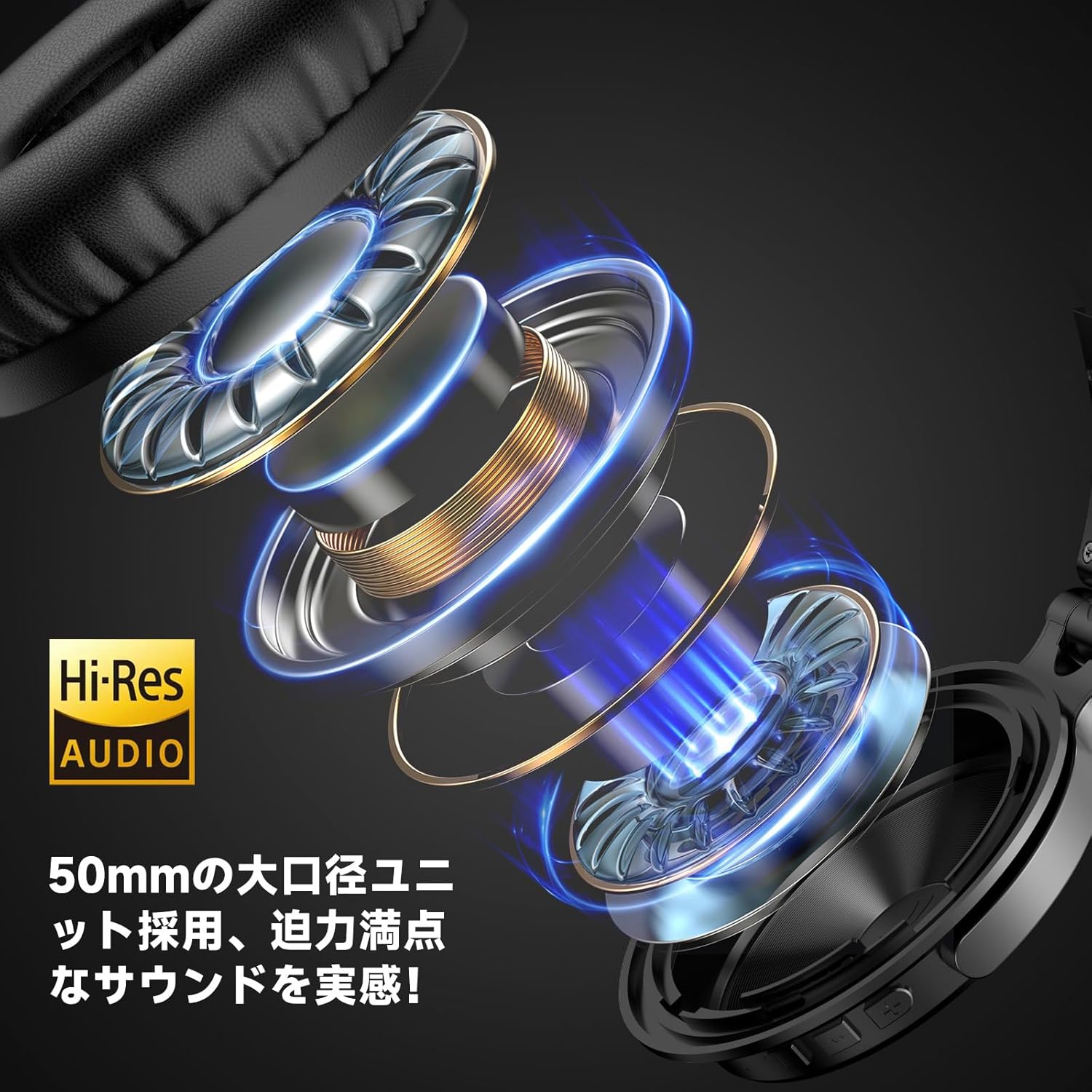 OneOdio 最大110時間連続再生 ワイヤレスヘッドフォン 有線ハイレゾ 重低音 ブラックレッド