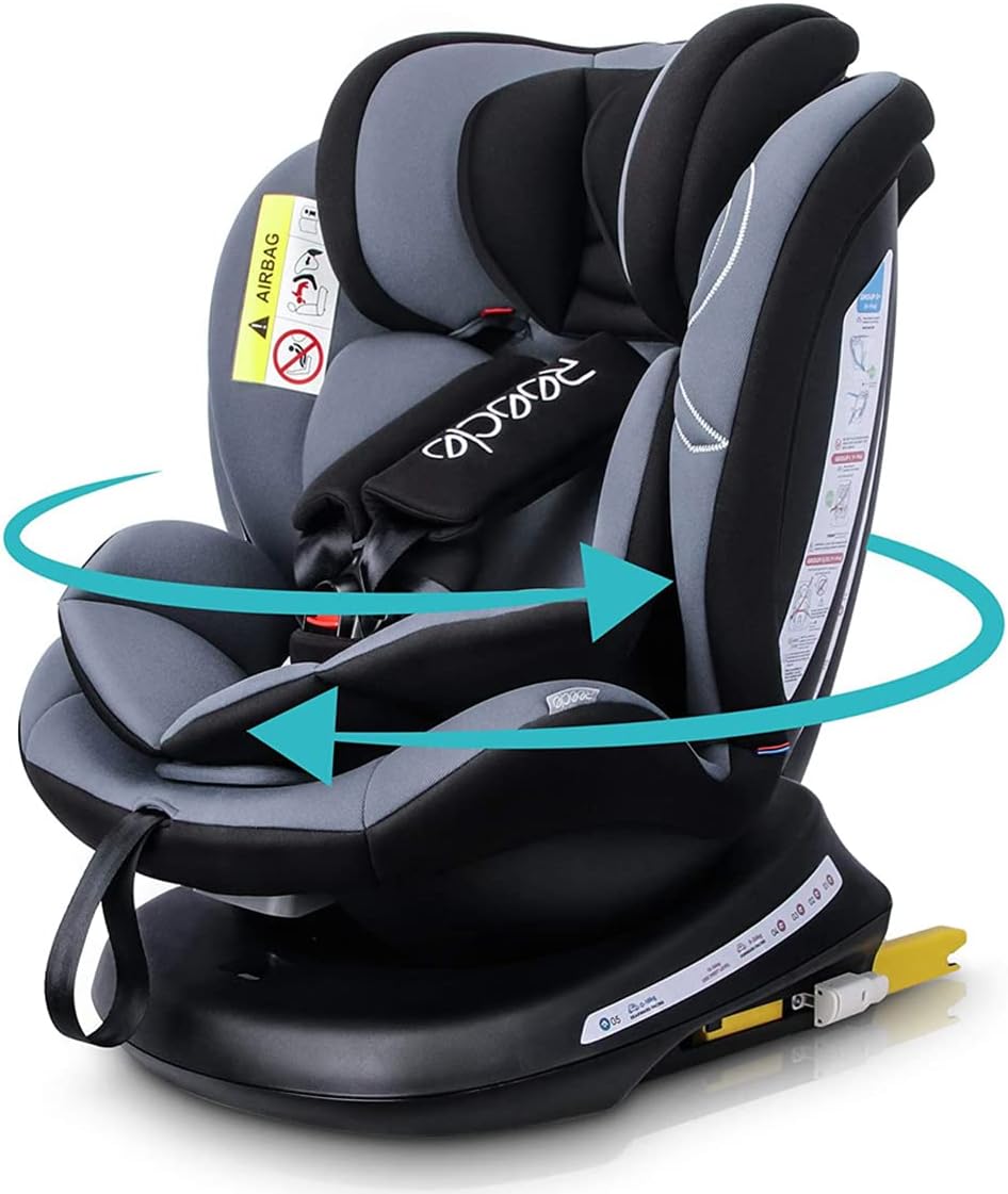 新生児~12歳対応 360°回転チャイルドシート ISOFIX・シートベルト兼用 (ブラック)