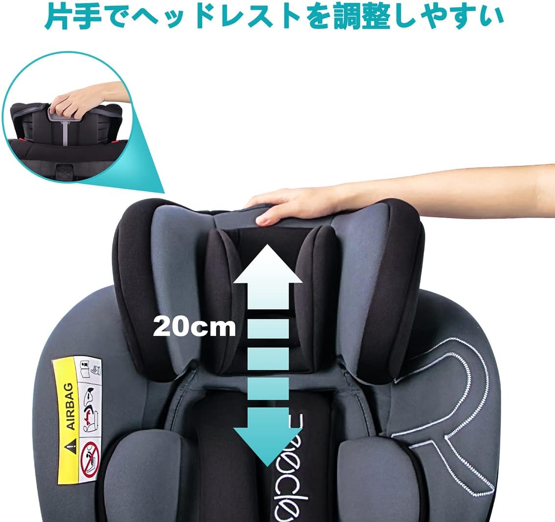新生児~12歳対応 360°回転チャイルドシート ISOFIX・シートベルト兼用 (ブラック)