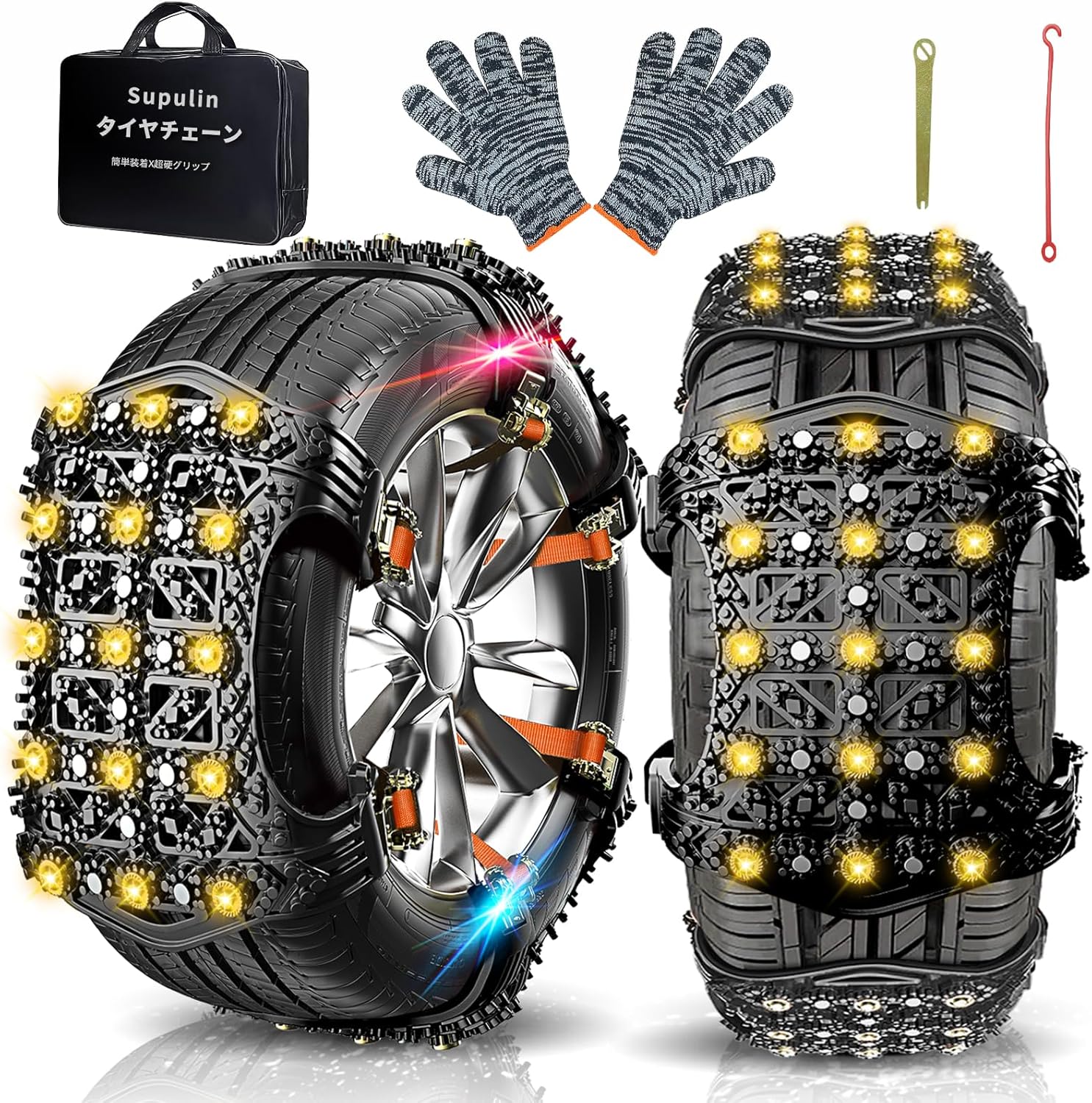 非金属スノーチェーン 6本入り 車用タイヤチェーン【幅155mm～265mm対応】凍結対策 ジャッキアップ不要