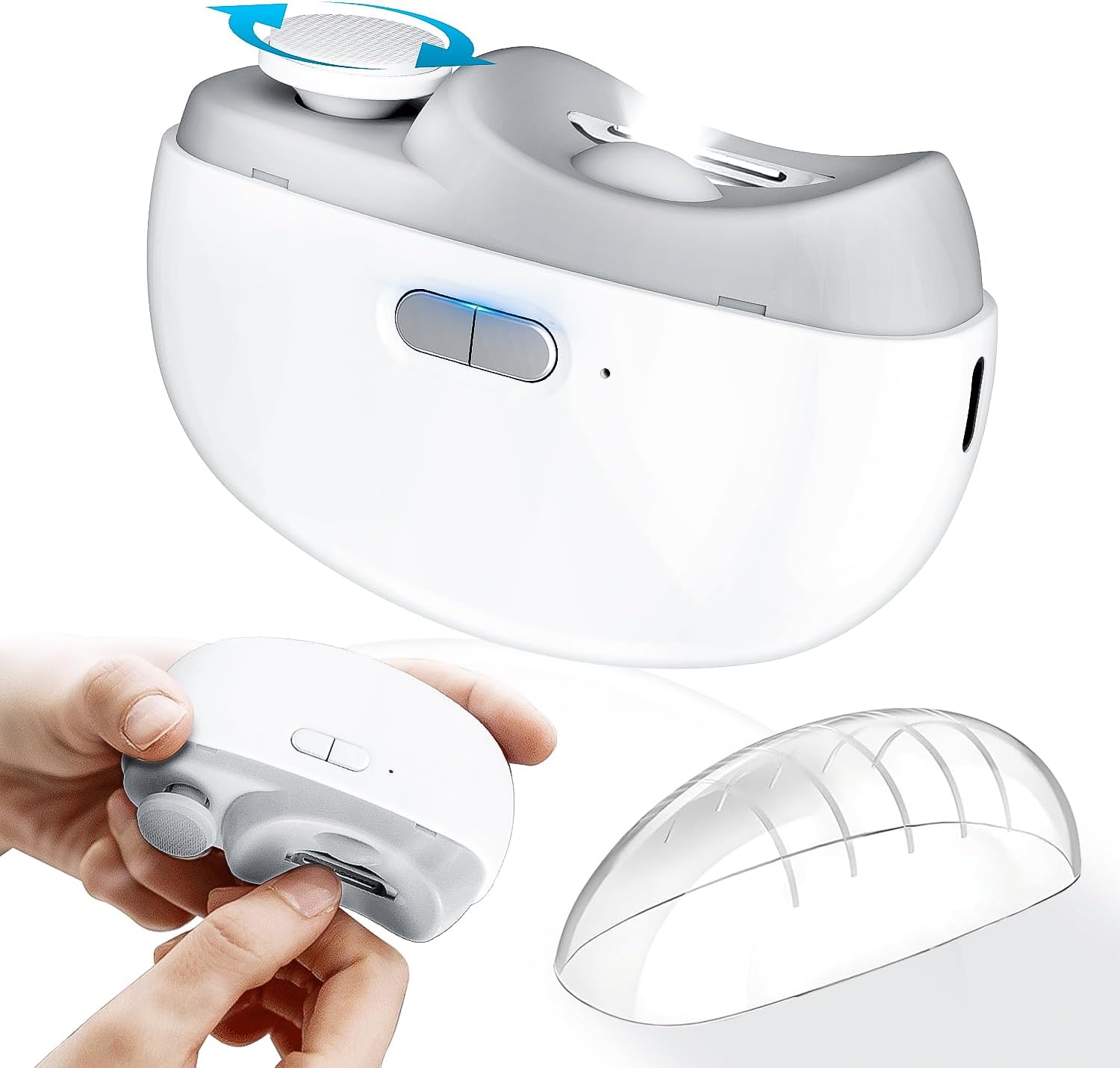 電動爪切り 2in1 - 爪削り・磨き 自動ネイルケア LEDライト付 Type-C充電 赤ちゃんから高齢者まで使用可能