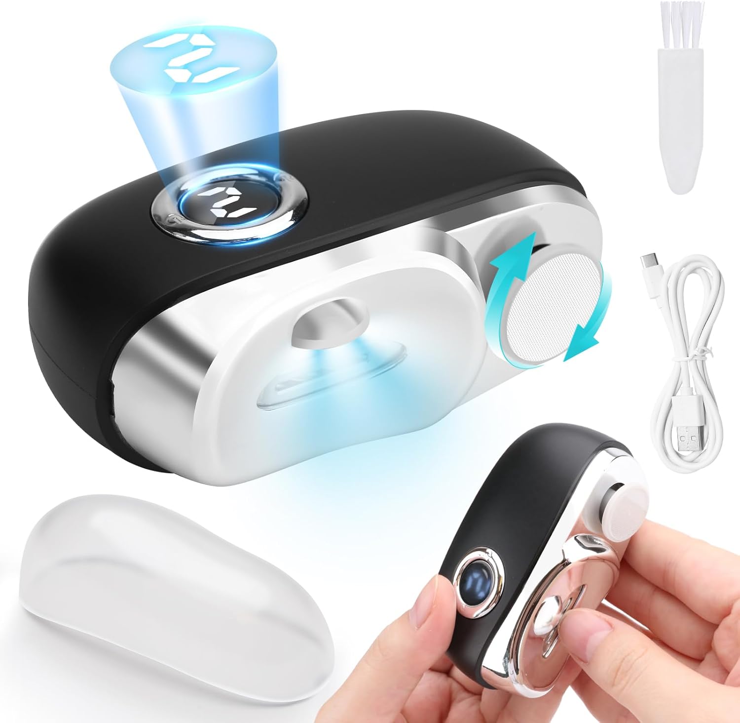 【爪ケア】Yinuaseus 電動爪削り 2in1 自動爪切り・爪磨き 型 器 LEDライト・Type-C充電式・低騒音・軽量・ゴミボックス内蔵【子供・大人・高齢者向け】