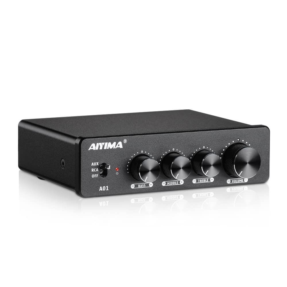 AIYIMA A01 2.0/2.1 チャンネル100Wパワーアンプ RCA&AUX接続対応 ホームスピーカー用 (電源付き)