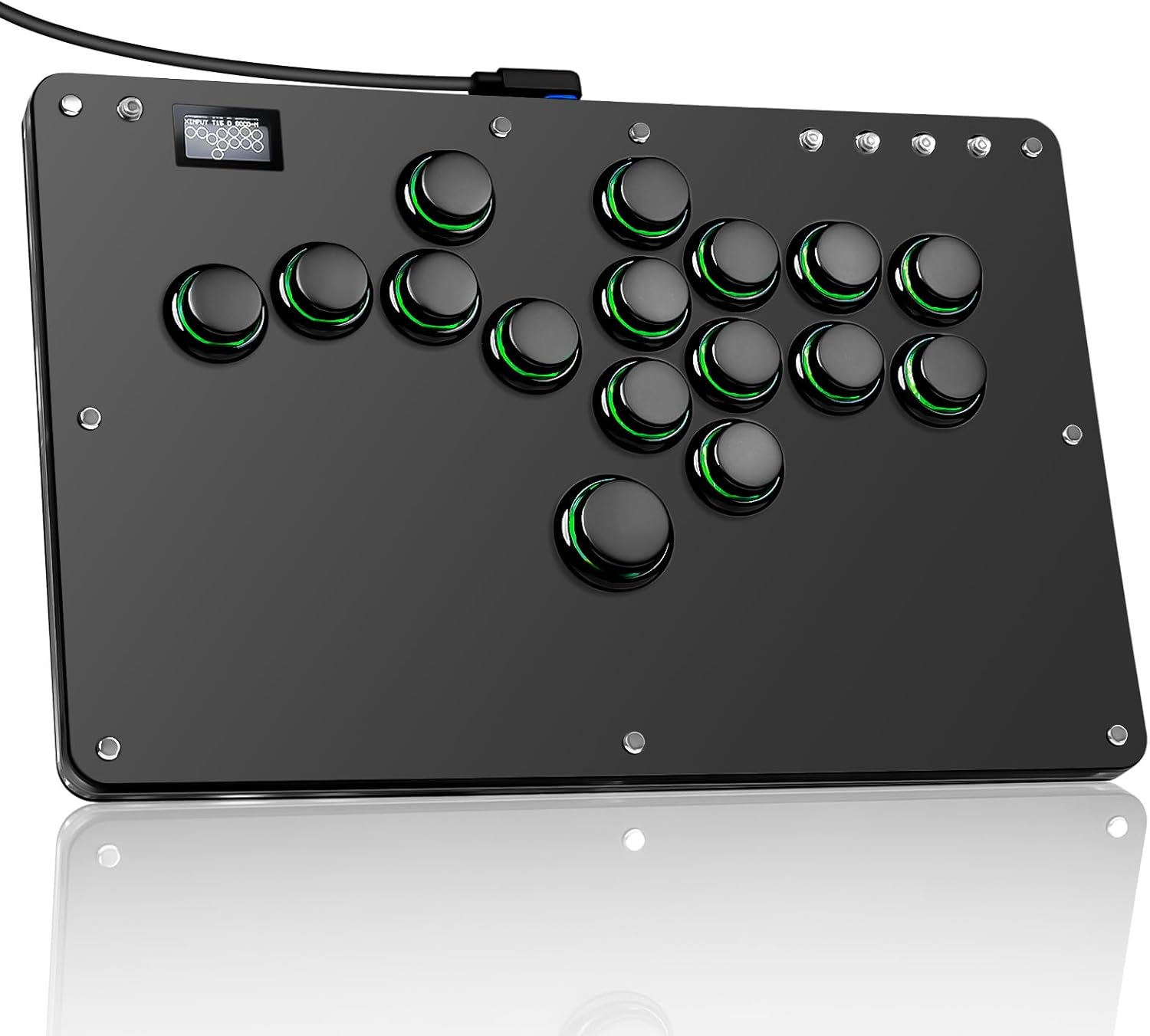 格闘ゲーム向け レバーレスアケコン R16 ブラック 無遅延 LED RGB ボタン交換可能