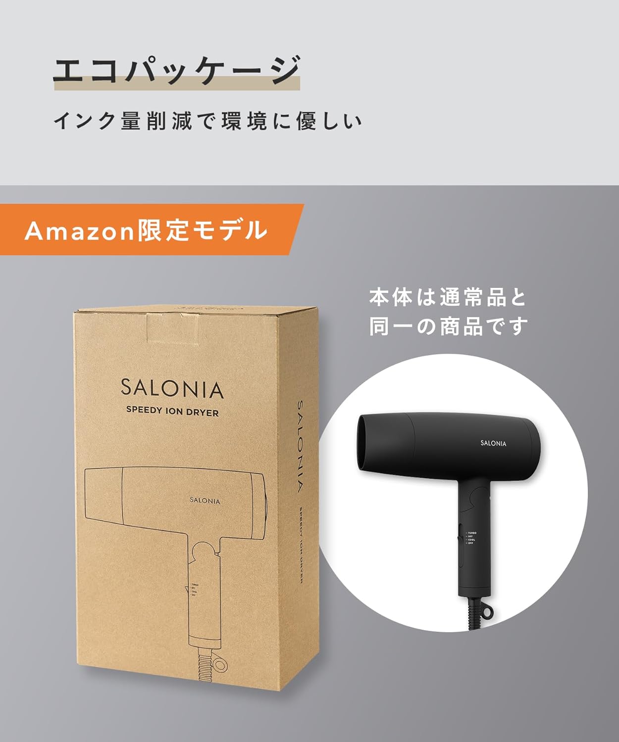 SALONIA スピーディーイオン ドライヤー 大風量 軽量 速乾 ブラック