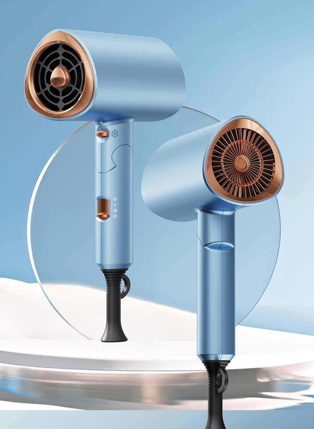 春夏限定 パールブルー ヘアドライヤー 1200W マイナスイオン 速乾 軽量 折り畳み式