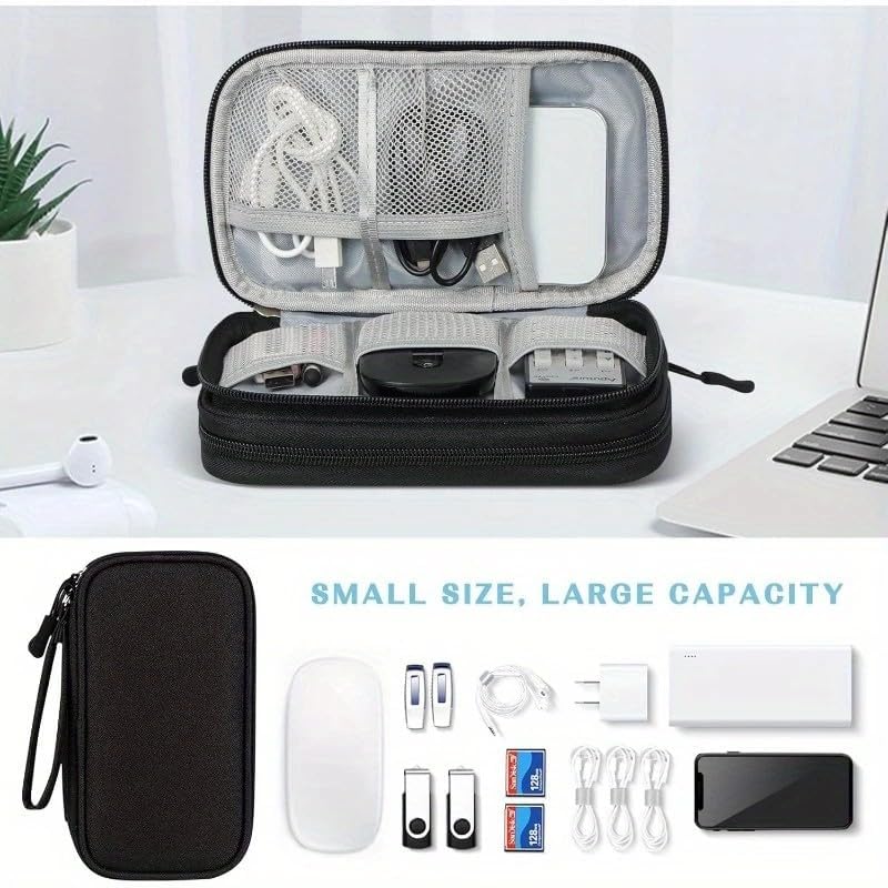旅行に最適な8ポケットガジェットポーチ｜二層式収納バッグ【パソコン周辺機器整理】