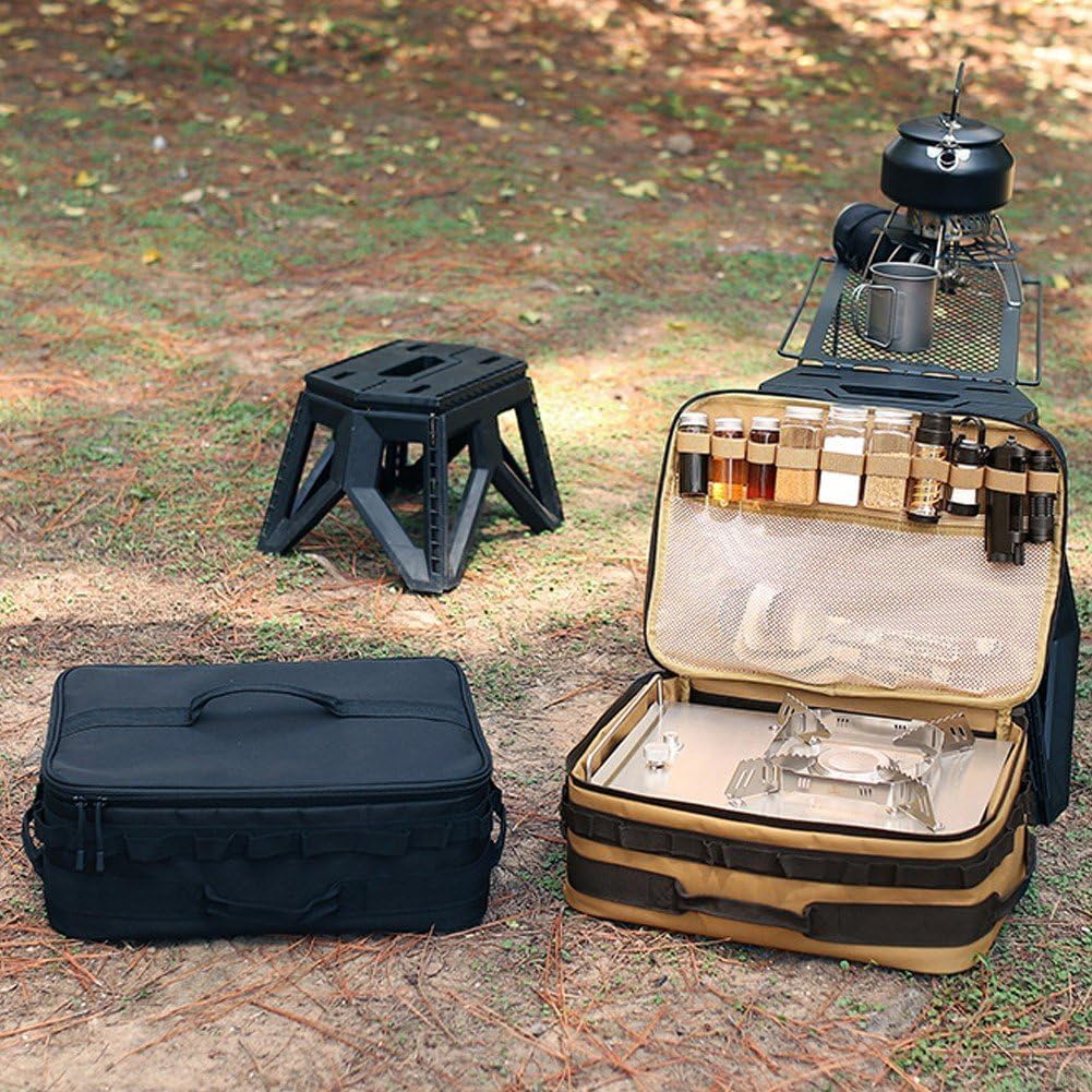 キャンプ用調理器具収納バッグ 黒 アウトドア旅行 ピクニック バーベキュー用