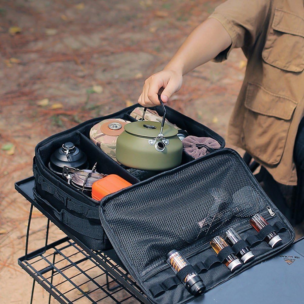 キャンプ用調理器具収納バッグ 黒 アウトドア旅行 ピクニック バーベキュー用