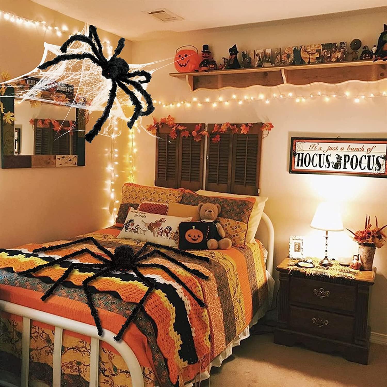 ハロウィン 黒蜘蛛 90cm お化け屋敷飾り ぬいぐるみ