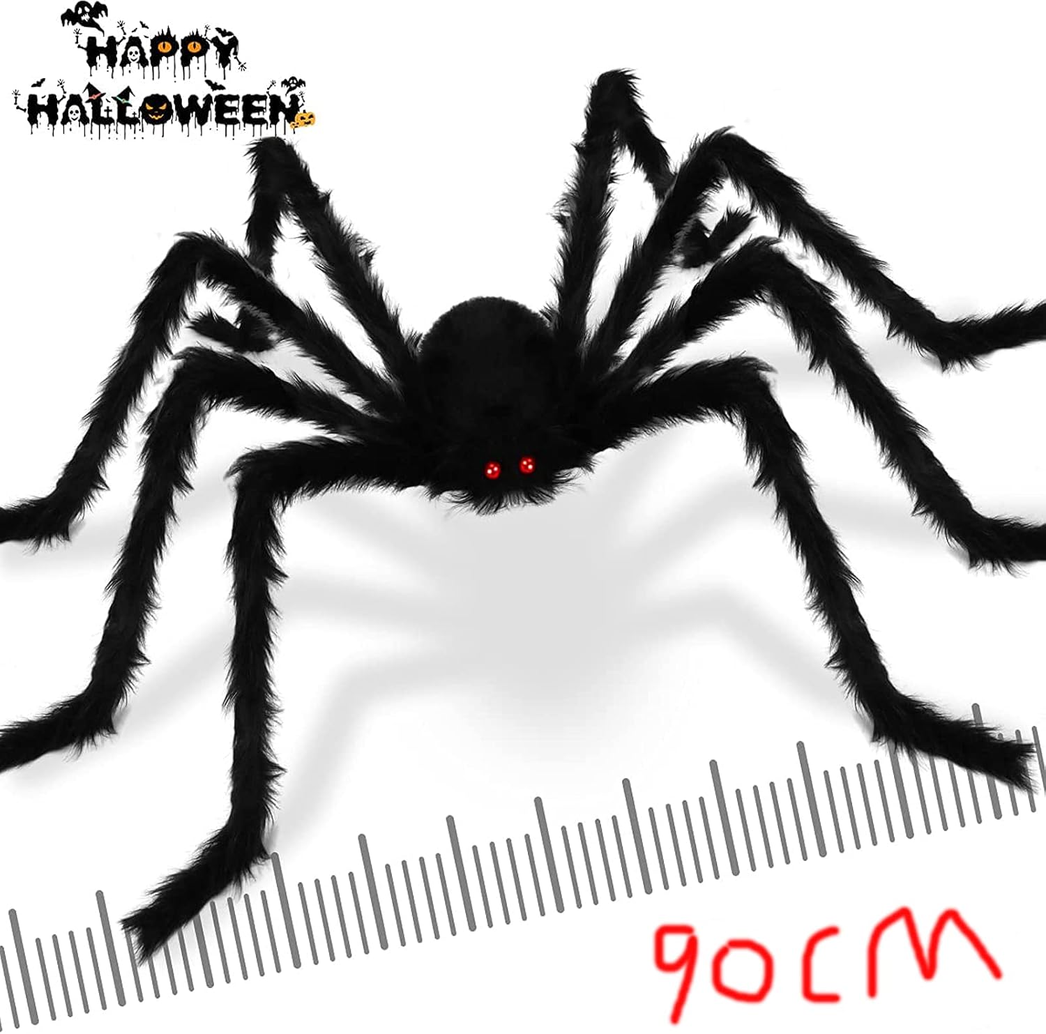 ハロウィン 黒蜘蛛 90cm お化け屋敷飾り ぬいぐるみ