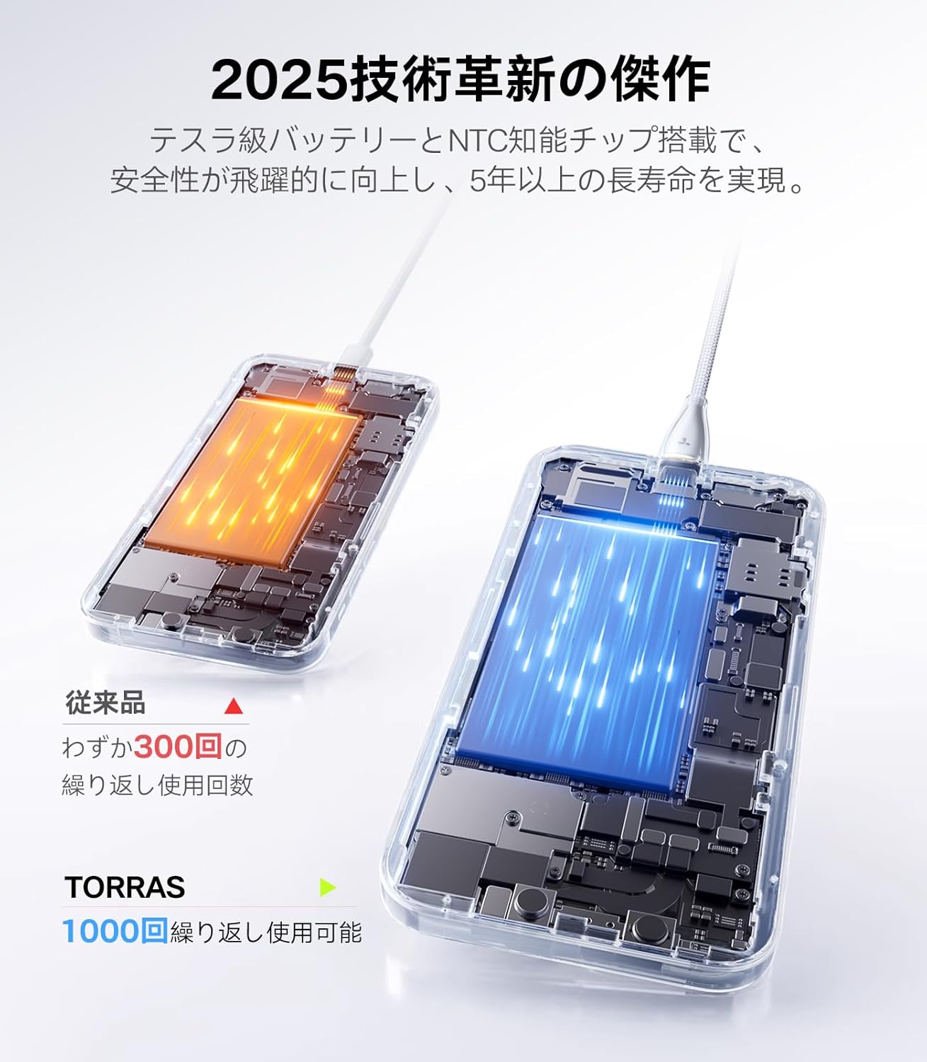TORRAS FlexLine 10000mAh モバイルバッテリー PD30W タイプCケーブル付き 旅行・アウトドア対応