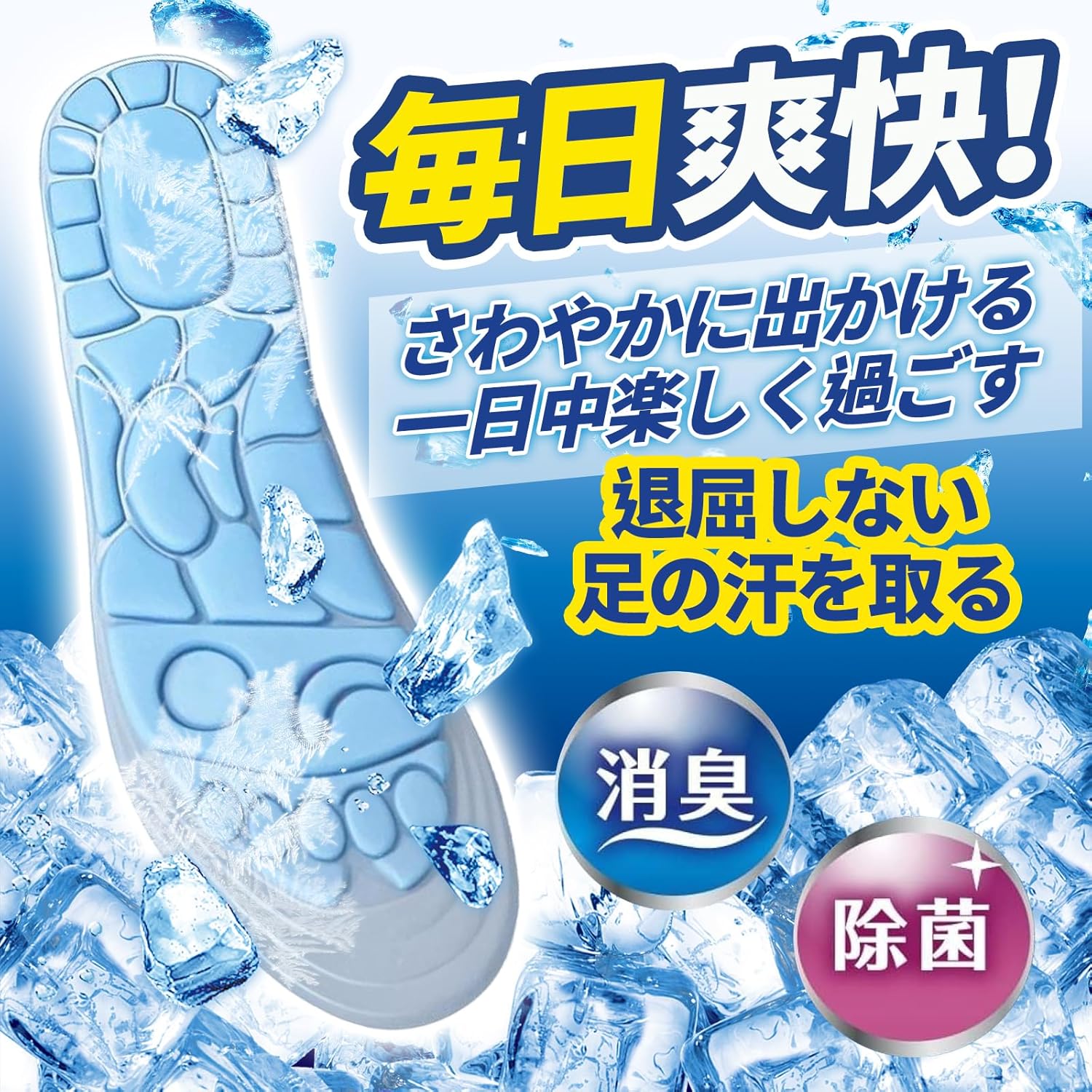 夏用 PCM冷感インソール 冷却シート付き 足の暑さ対策 旅行・通勤用
