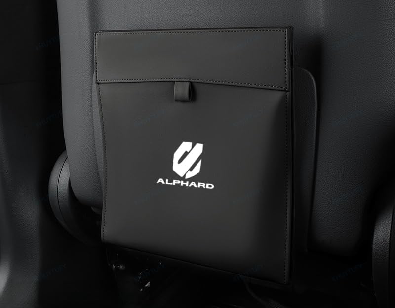 アルファード用折りたたみ防水ゴミ箱 & シートバック収納ポケット 2点セット (ブラック)