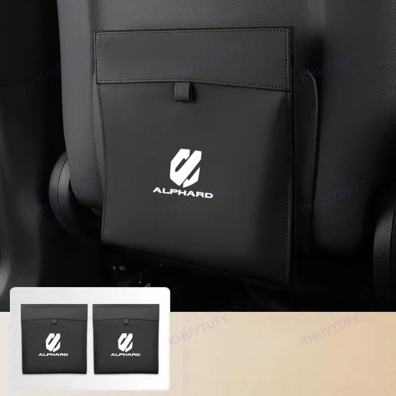 アルファード用折りたたみ防水ゴミ箱 & シートバック収納ポケット 2点セット (ブラック)