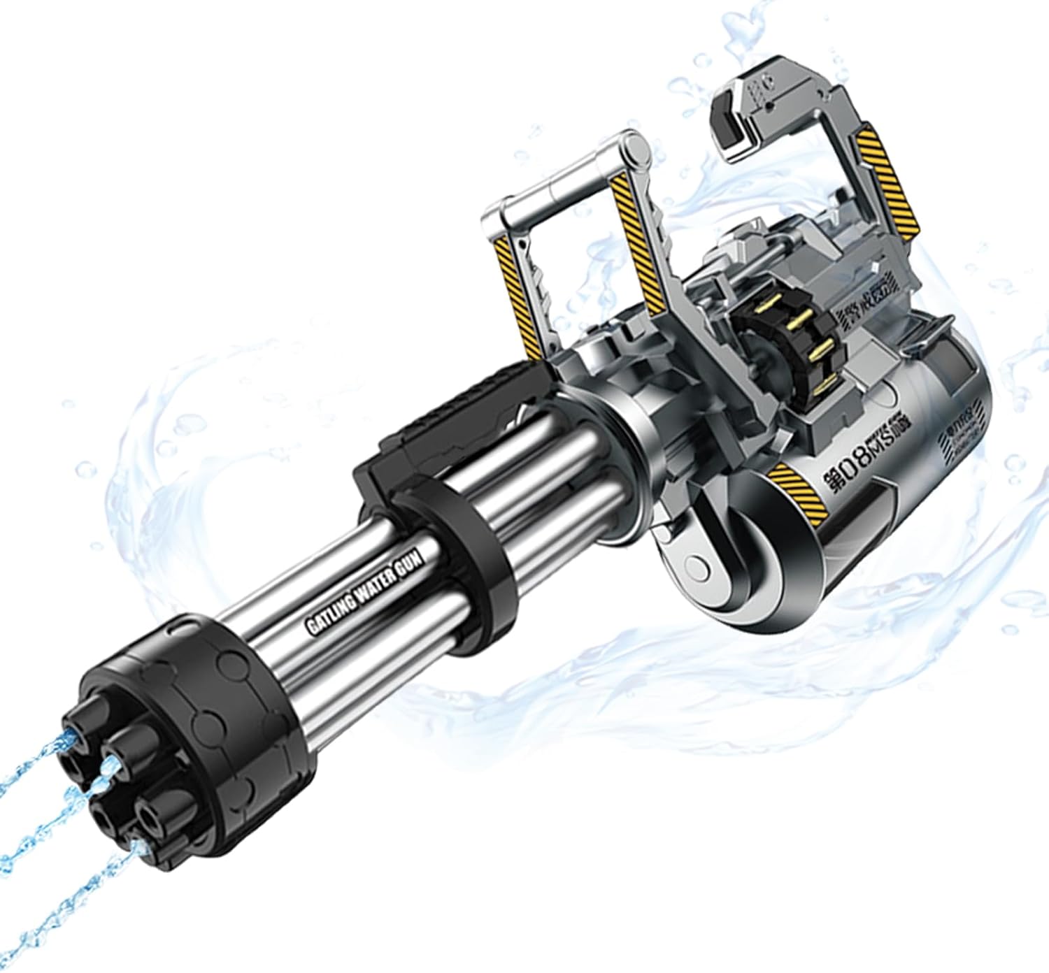 夏祭り用 大容量電動水鉄砲 2000mlタンク 強力連射 10m飛距離 防水設計 YAYAMIYA (シルバーグレー)