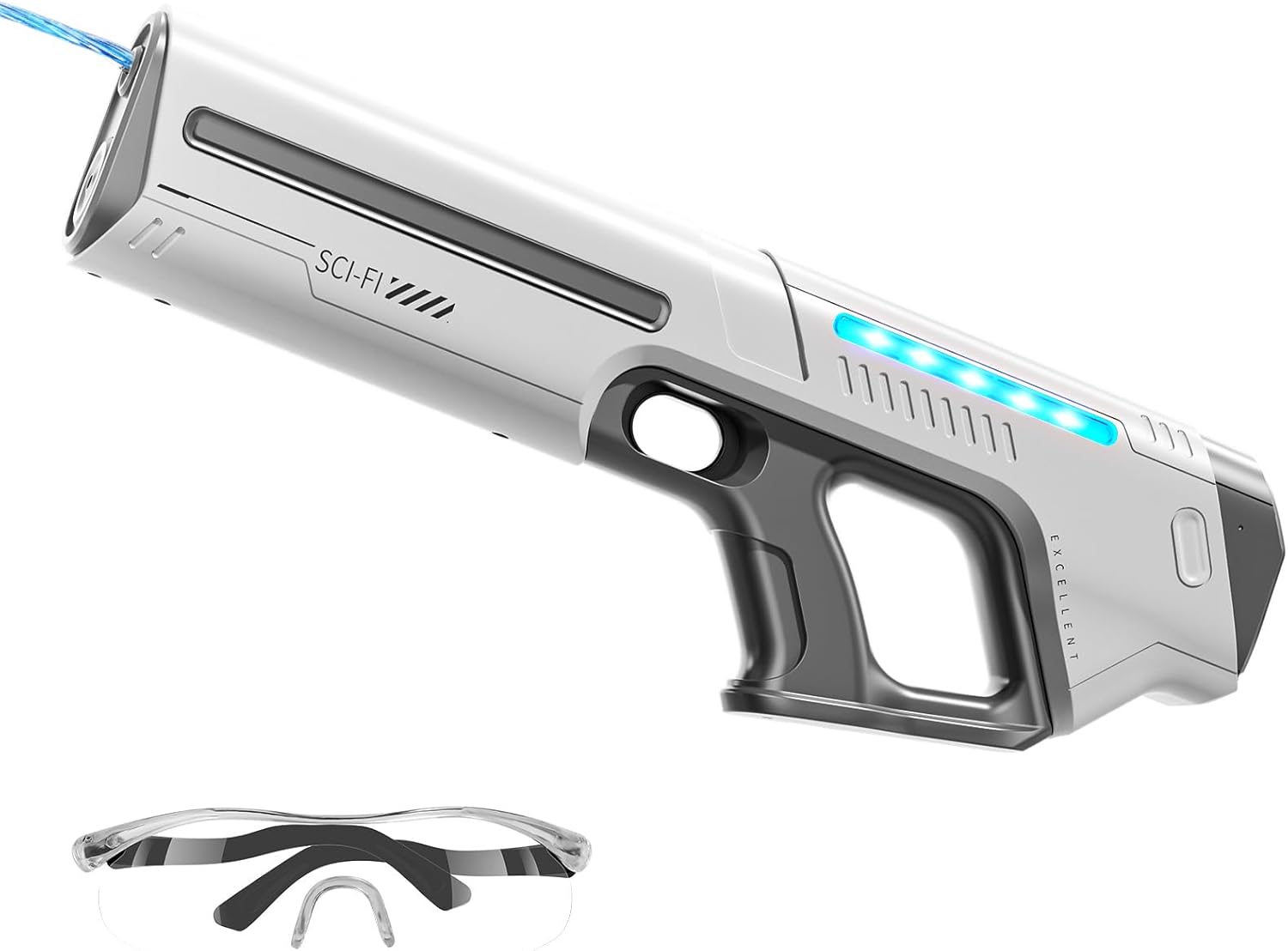 電動ウォーターガン EagleStone 10m射程 LEDライト付き 大容量 充電式 防水 大人子供用 夏の水遊び用 おもちゃ