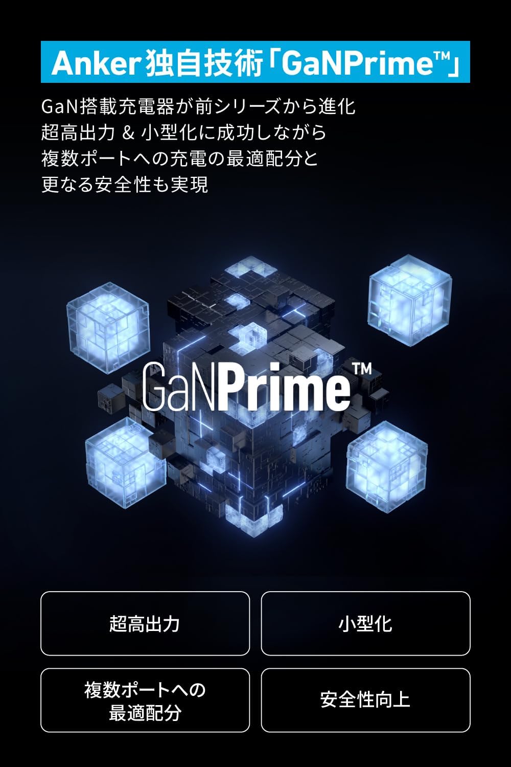 Anker 735 65W GaN USB PD 充電器 (USB-A & USB-C, 3ポート, ブラック)