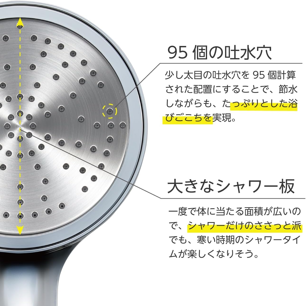 大きなメッキシャワーヘッド 日本製 節水率25% サンエイ PS3501-81XA-CHA20-EC