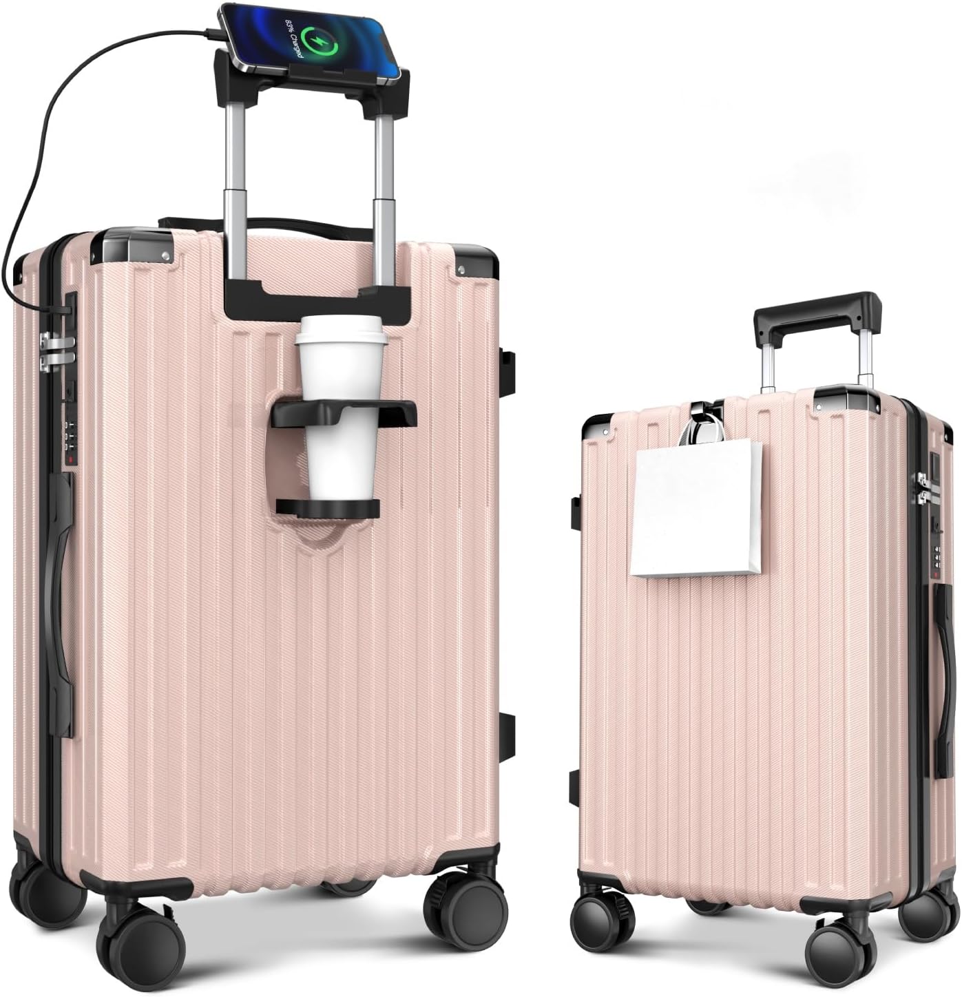 旅行用軽量スーツケース キャリーケース 大型 大容量 ダブルキャスター 機内持込 Type-C&USBポート付き