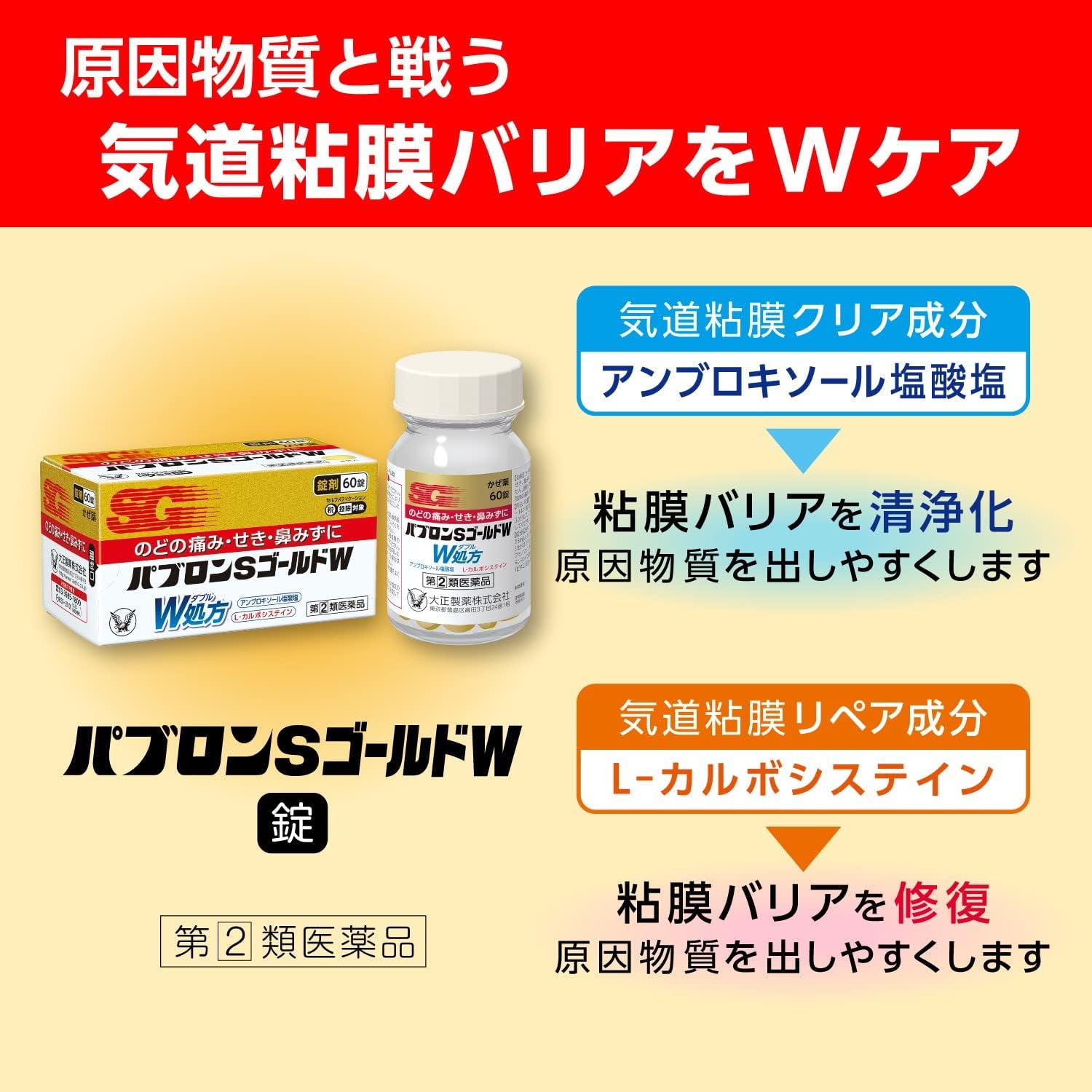 パブロンSゴールドW錠 60錠【指定第2類医薬品】