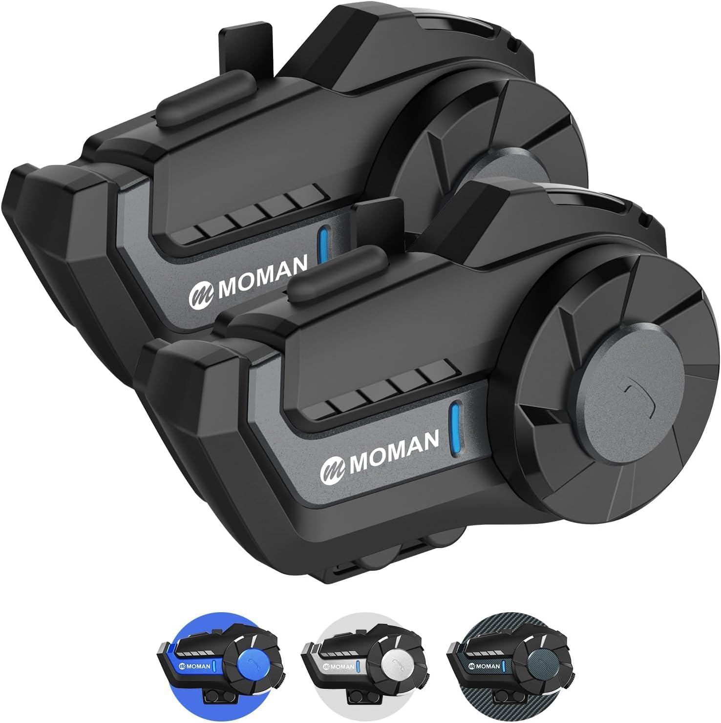 バイク用インカム Moman H2 Pro 1000m 通話機能搭載 IP65防水 2人同時通話 ブラック 2個セット