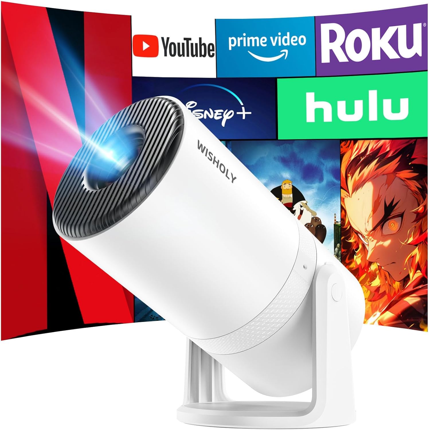 家庭用プロジェクター【2025年進化版・Android TV搭載・1080P】270°回転・Wi-Fi・Bluetooth5.4・静音設計・自動台形補正・ハイファイスピーカー