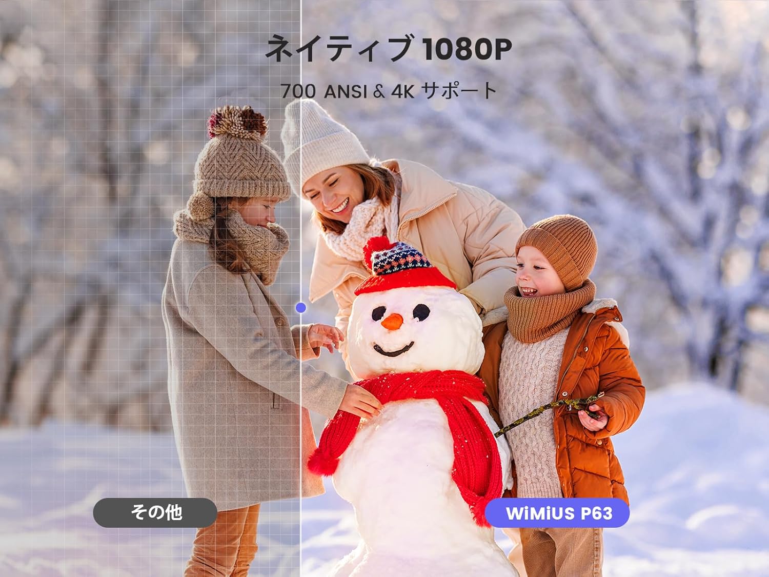 家庭用プロジェクター【WiMiUS】リアル1080P・4K対応・電動フォーカス・自動台形補正・高輝度700ANSI・三脚スタンド付き・WIFI6・Bluetooth5.2・内蔵HiFiスピーカー