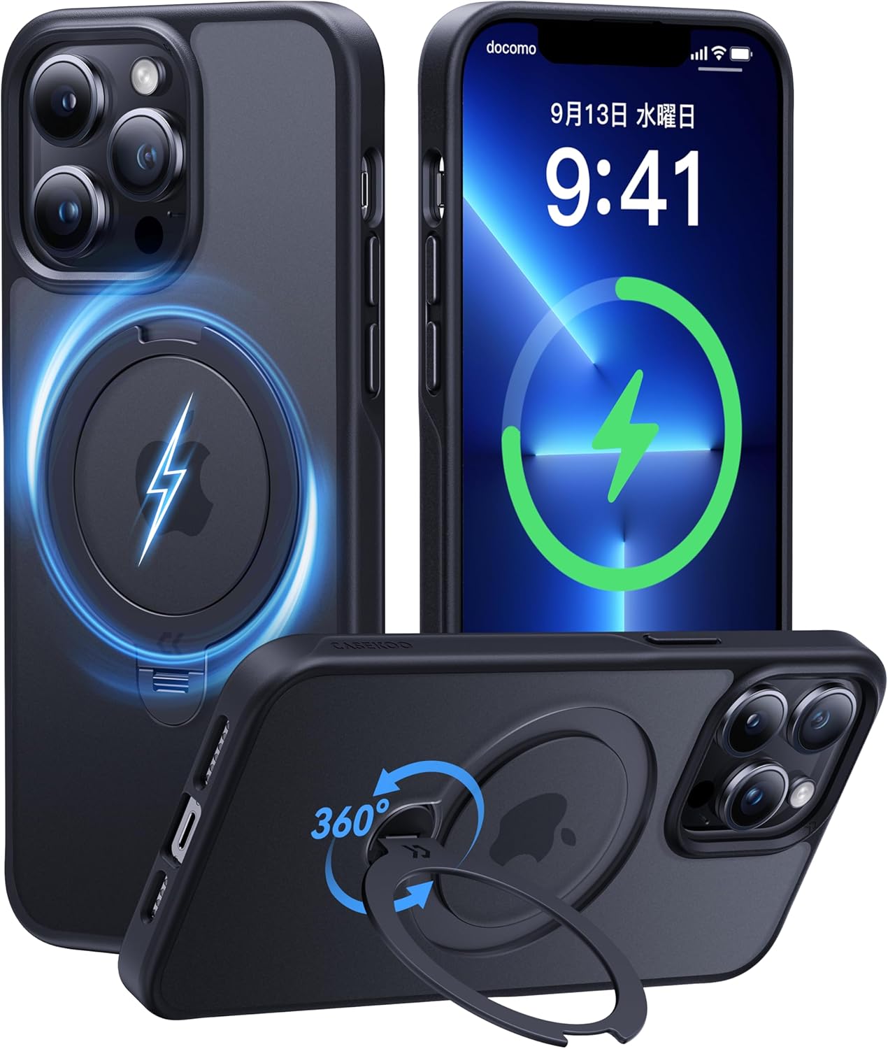 iPhone 13 Pro Max用超強磁力耐衝撃ケース【ミリタリー規格・薄型半透明】
