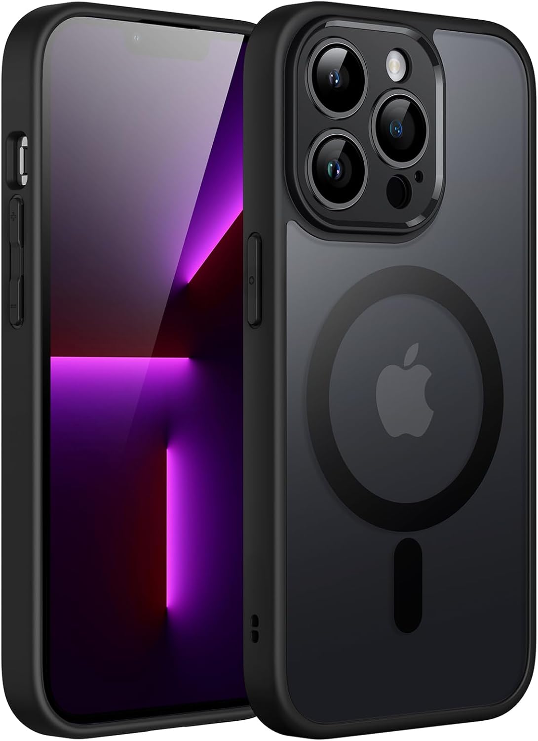 iPhone13ProMax用 MagSafe対応 薄型マットマグネットケース (ブラック)