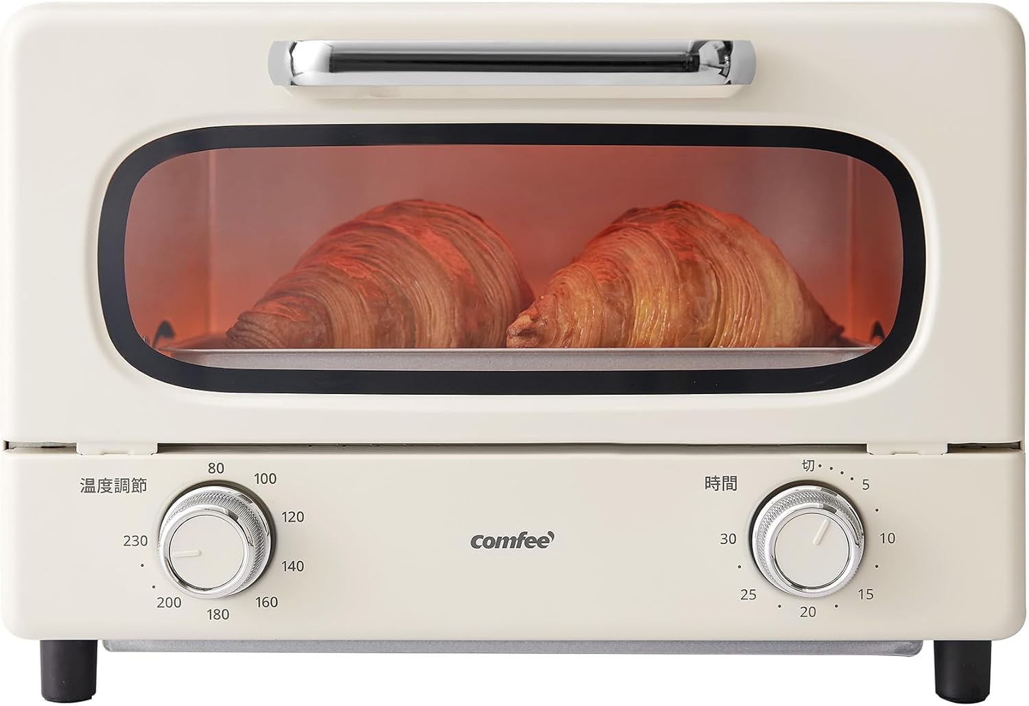 レトロ杏色オーブントースター 2枚焼き 1000W 高火力 30分タイマー スライドオープンドア CF-MG101-AY【1年保証】