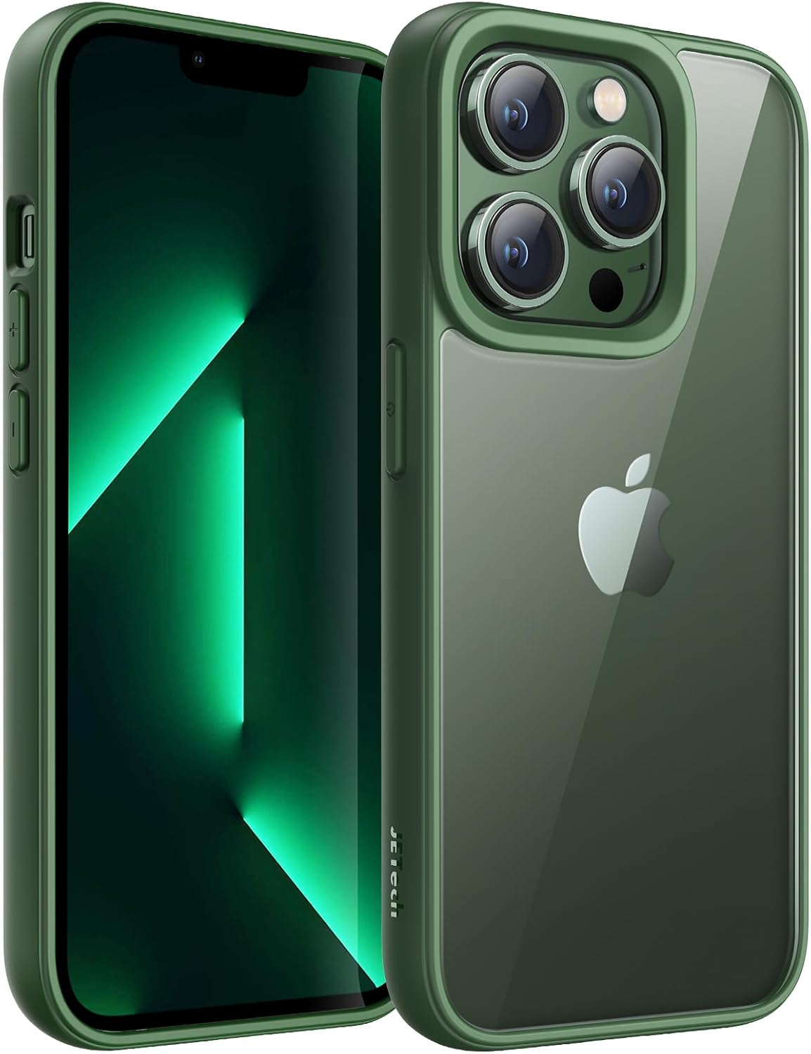 iPhone 13 Pro Max ケース 耐衝撃ソリッドカラー マットTPUバンパー アルパイングリーン