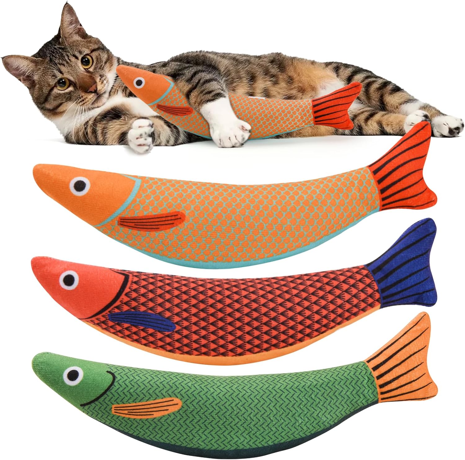 猫用キャットニップ入り魚型おもちゃ 3点セット