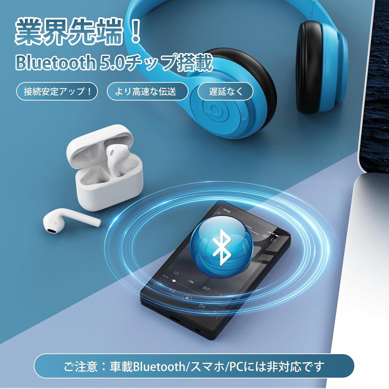 Bluetooth5.0対応 8GB/256GB拡張 MP3プレーヤー 小型タッチパネル音楽プレーヤー 日本語取扱説明書付き ブラック