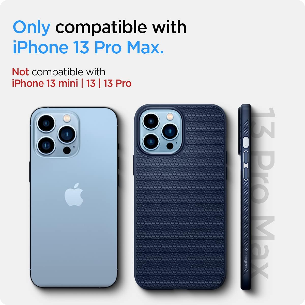 iPhone 13 Pro Max 用 TPU ソフトケース 耐衝撃 米軍MIL規格取得 指紋防止 ワイヤレス充電対応 (ネイビー・ブルー)