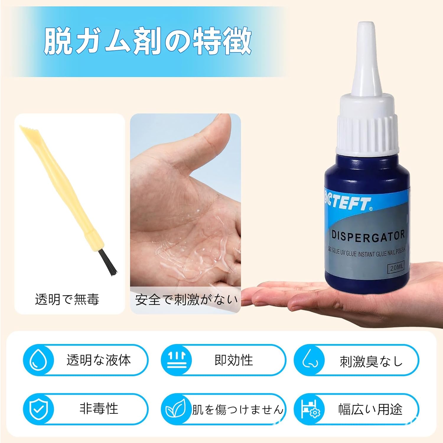 接着剤剥離剤 20ml - ステッカーやラベルの残りを安全に除去