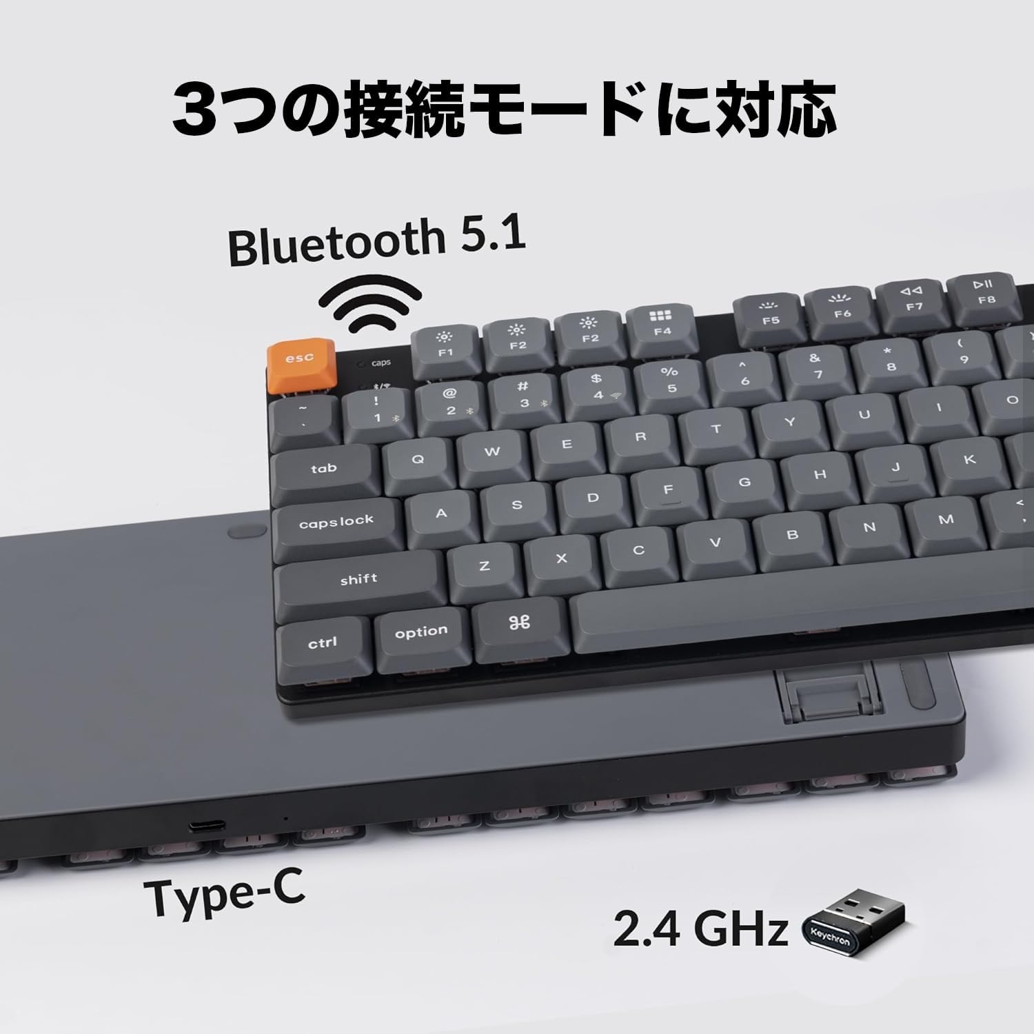 ワイヤレスカスタムメカニカルキーボード Keychron K13 Max - 2.4GHz/Bluetooth/有線対応、USレイアウト、ロープロファイルGateron赤軸