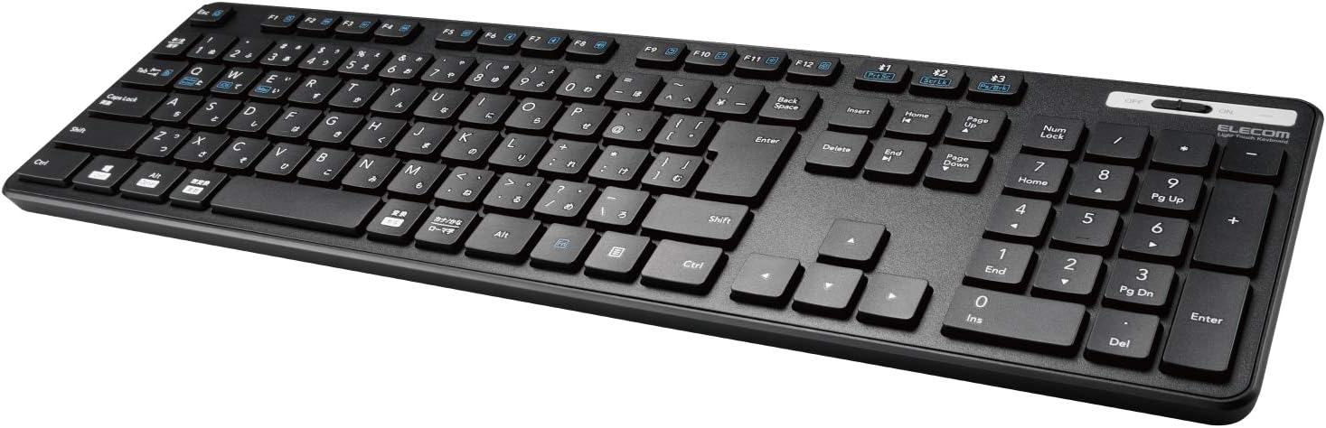 Bluetooth対応 抗菌薄型ワイヤレスキーボード テンキー付 3台マルチペアリング対応 ブラック TK-FBM120KBK/EC