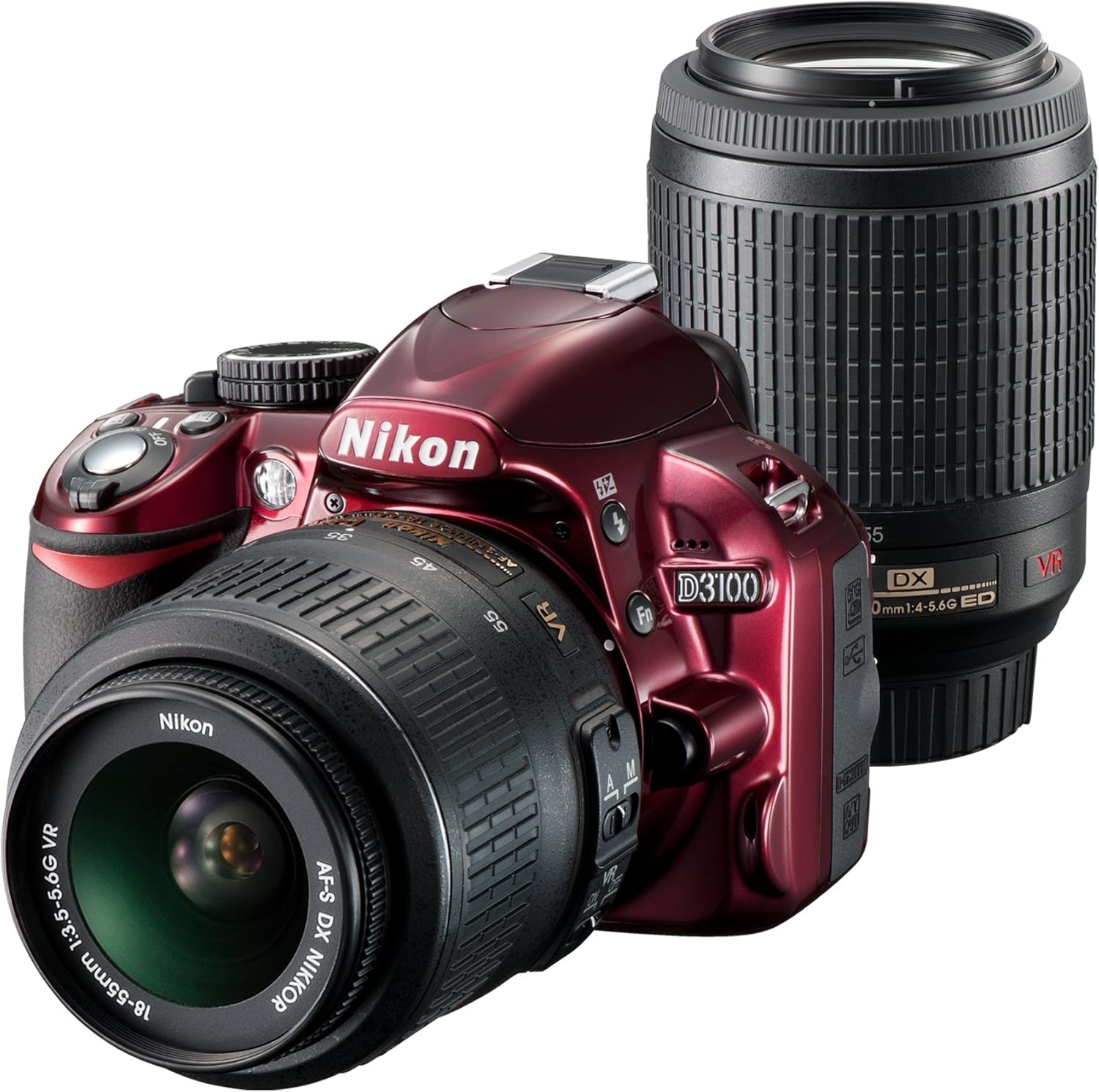 Nikon D3100 デジタル一眼レフカメラ レッド ダブルズームキット 200mm