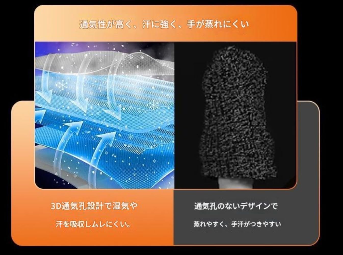モバイルゲーム専用 軽量通気性 タッチスクリーン対応 2本指ゲーミンググローブ 2ペアセット