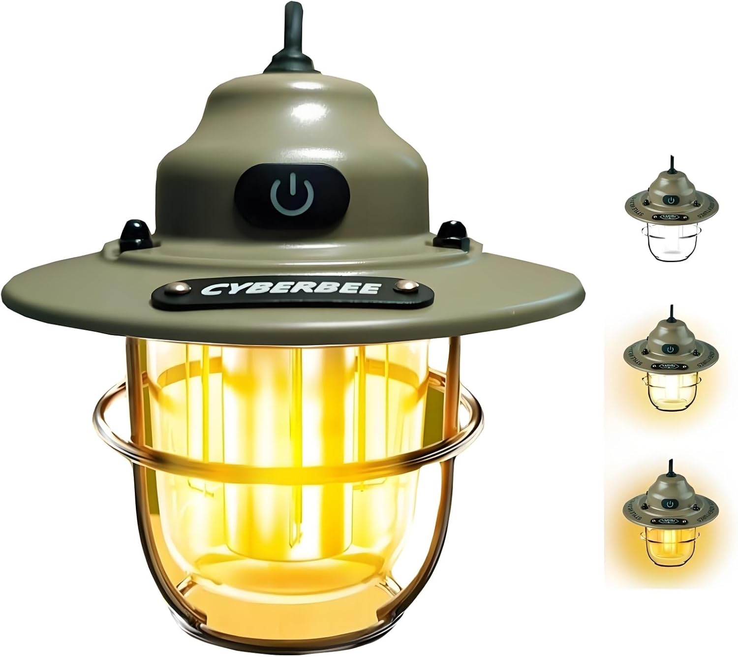 アウトドア用充電式LEDランタン - レトロデザイン、4照明モード、無段階調光